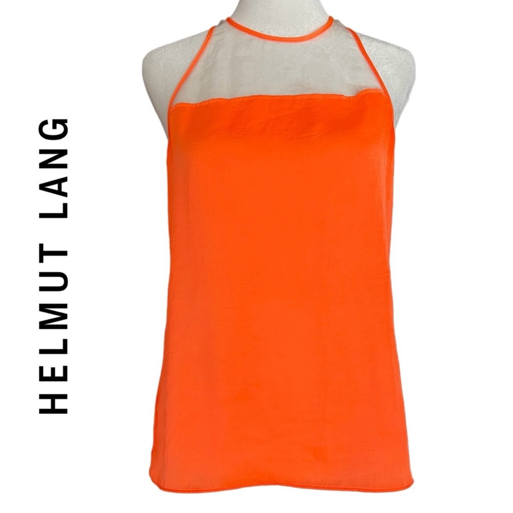 HELMUT LANG for Intermix Neon Orange Tank Top Size S Made in USA Zip Back Blouse